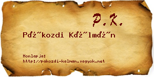 Pákozdi Kálmán névjegykártya